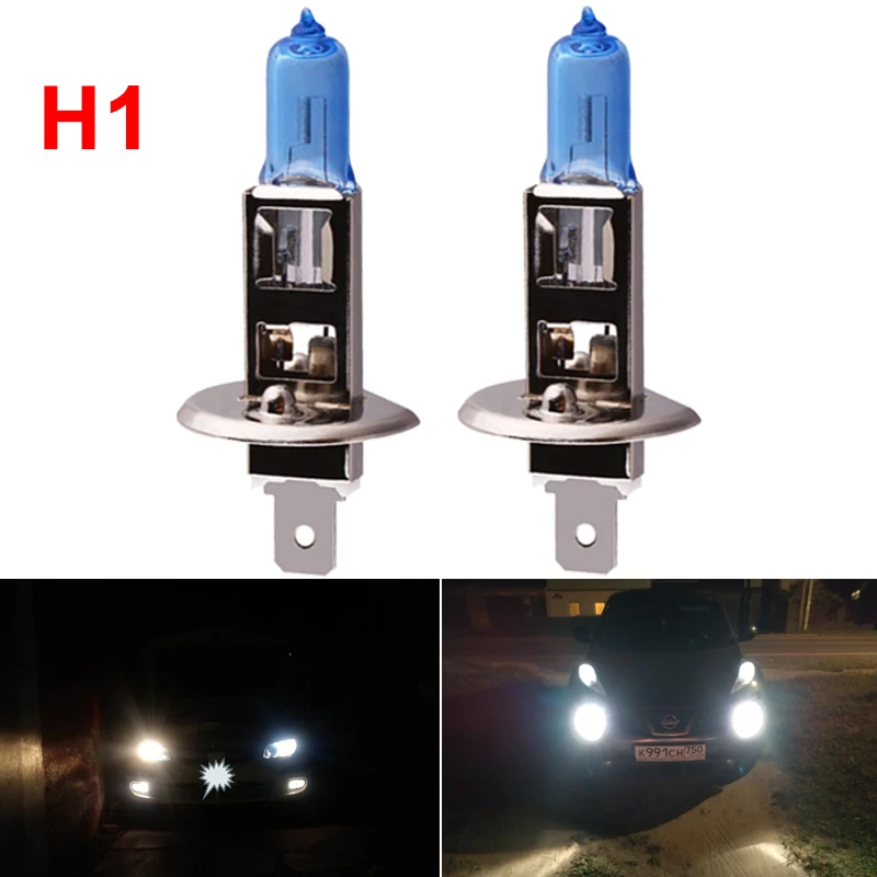 2x H1 H4  H7 H8  H11 Car Halogen Bulb 12V Headlight Fog Light 55W 5000K White Auto/Motercycle Headlight Halogen Lamp Day Light