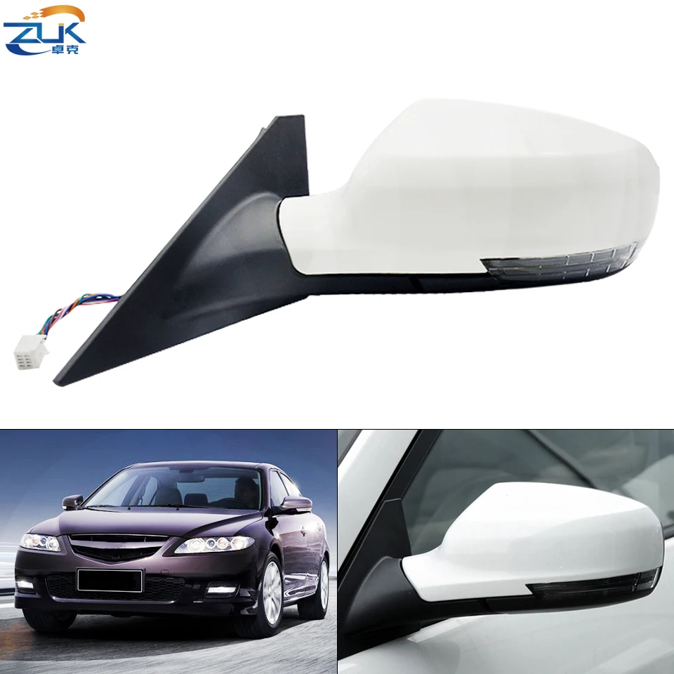 ZUK Car Exterior Rearview Door Mirror Assy For MAZDA 6 GG1 2013 2014 2015 With Electric Folding LED Turn Signal Light Heated