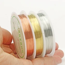 0.2-1mm Silver/Gold/Rose Gold Color Copper Wire For Bracelet Necklace Diy Beading Wire Jewelry Cord String For Handicraft Making