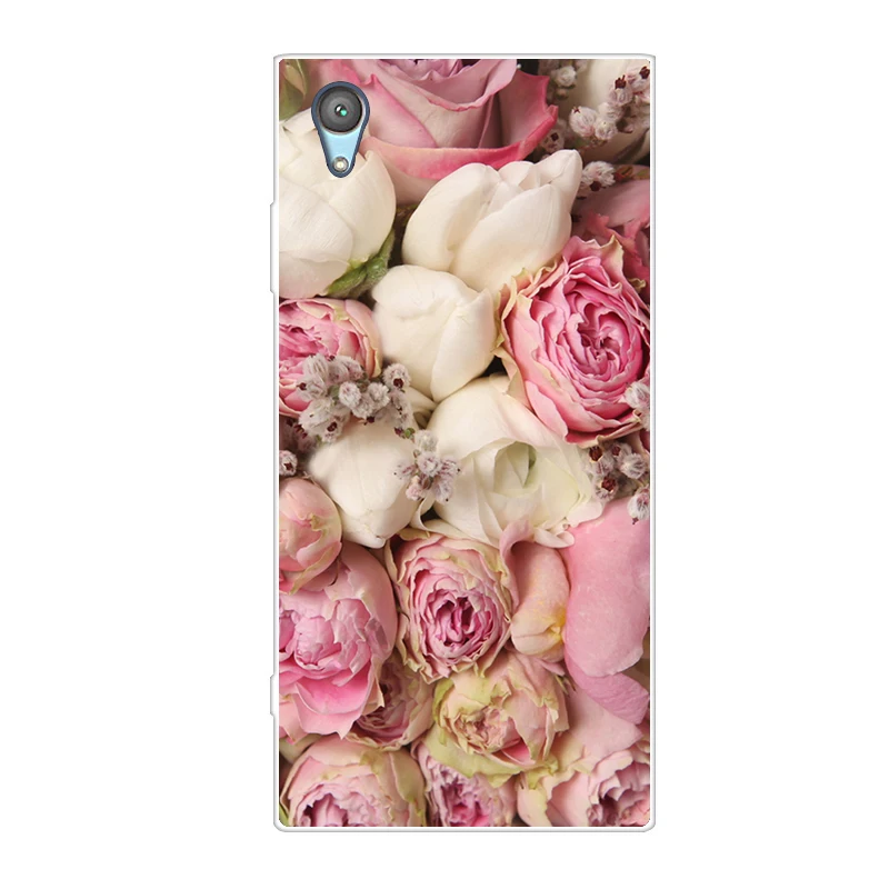 Phone Case For Sony Xperia XA XA1 Ultra Plus Soft Silicone TPU Fashion Flower Painted Back Cover For Sony Xperia XZ Premium Case