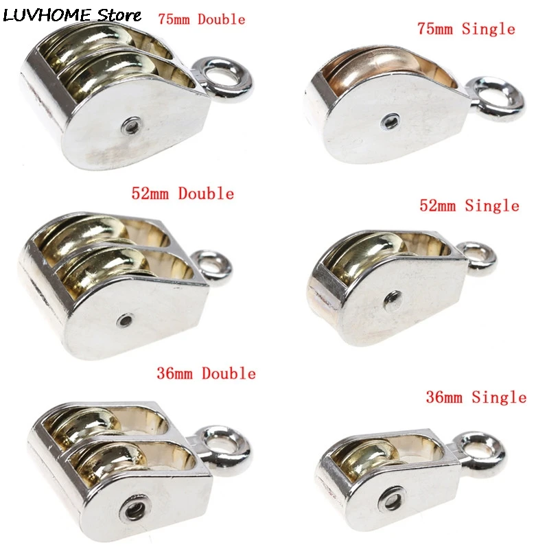 Hot! DIY Metal Sheave Zinc Alloy Fixed Pulley Crown Block And Tackle Lifting Wheel Mini Single/Double Pulley 36/52/75mm