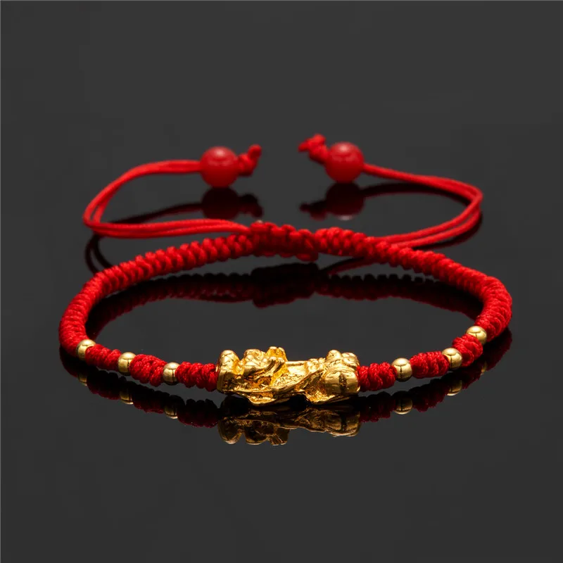 Feng Shui Good Luck Red Color Bracelet Men Women Unisex Gold Color Black Pixiu Wealth and Health Bracelets Jewelry Gifts