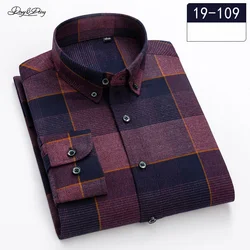 2021 New Men Shirt  Novel Material High Quality Long Sleeve Casual Business Slim Fit Plaid Fashion Branded Clothes DA447