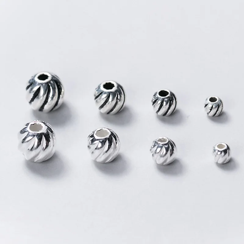 5pcs/lot 925 Sterling Silver Craft Round Spacer Beads 3mm 4mm 5mm 6mm Handmade Decoration Beading Materials DIY Jewelry Making