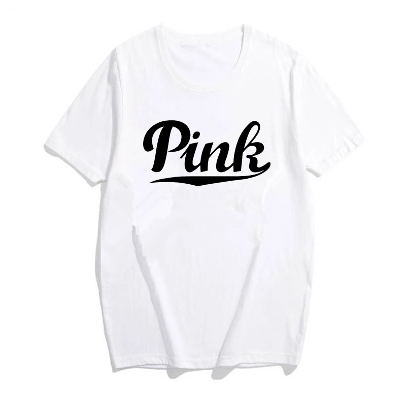 Women PINK Graphic Tee Pink Letter Shirt VS Oversized Tops Ladies Harajuku Shirts Summer Casual Tees