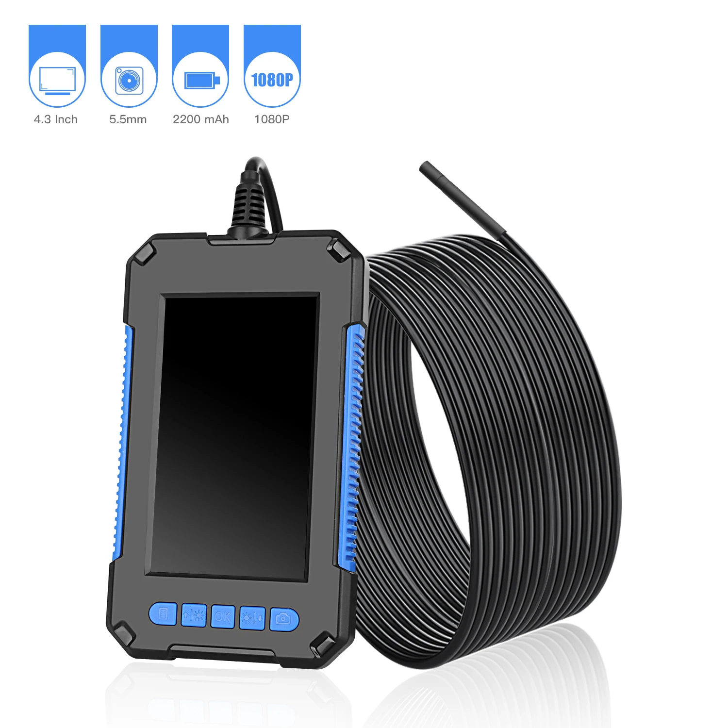 

P40 Industrial Endoscope Camera Single & Dual Lens 3.9mm 5.5mm 8mm 1080P 4.3" IPS Screen Borescope IP68 Waterproof LEDs 2600mAh