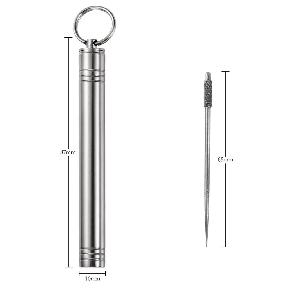 Portable Titanium Toothpick Case Keychain Protective Holder Waterproof Reusable Pocket Size Metal Storage Dispenser