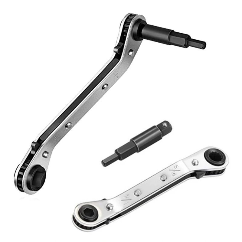 Llave servicio refrigeración Hvac, juego llaves servicio trinquete 3/8 "a 1/4", 5/16 4