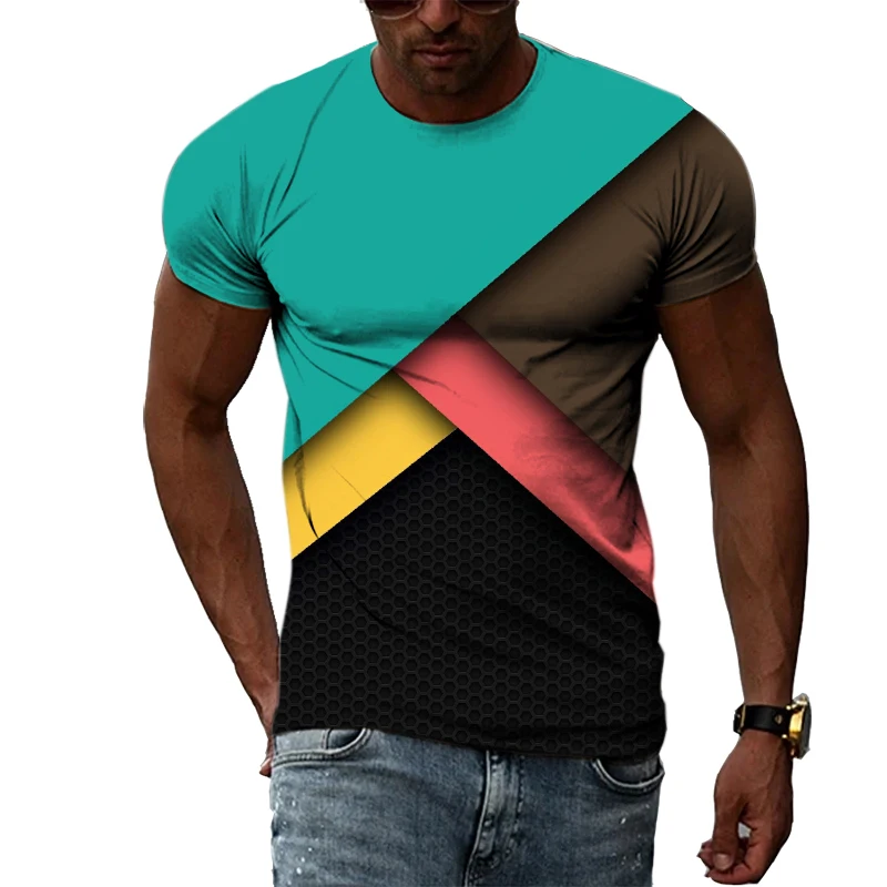 Fashion Personality Abstract Geometry graphic t shirts For Men Summer Casual Handsome Cool Style Trend 3D Printed T-shirts Top