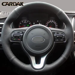 CARDAK DIY Name Hand-stitched Black Artificial Leather Steering Wheel Cover for Kia K5 2016 Sportage 4 KX5 2016