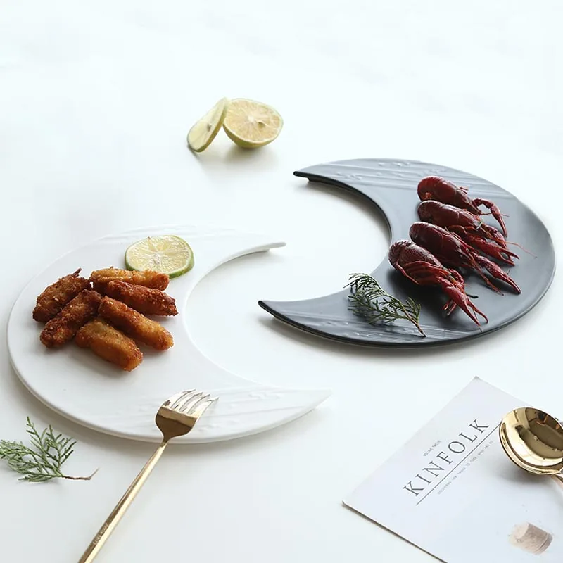 

Creative Japanese Sushi Dishes Ceramic Western Food Plate White Black Porcelain Dinner Plates Dessert Tray Cake Dish Tableware