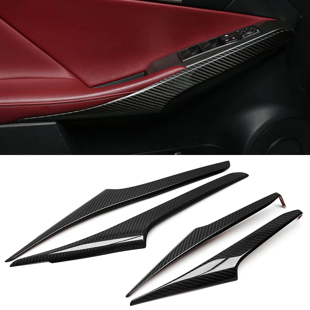 4pcs Real Dry Carbon Fiber Interior Door Handle Armrest Panel Trim For Lexus IS 300 350 IS250 200t 350F F Sport  2013-2019