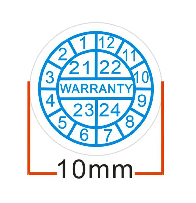 500pcs/lot Diameter 10 mm Warranty sealing label sticker void if damaged, Universal with years and months, Free shipping