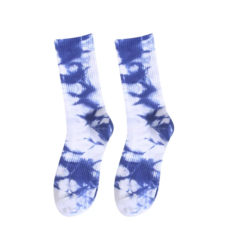 Men\'s and women\'s tie-dye socks, cotton, solid color, used for sports basketball, skateboarding, fashion