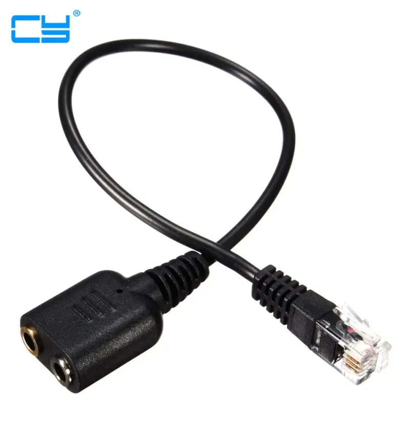Convertidor de auriculares RJ9, enchufe a conector de 2X3,5mm, para PC, Avaya 1600, 9600, SNOM, Yealink, teléfonos