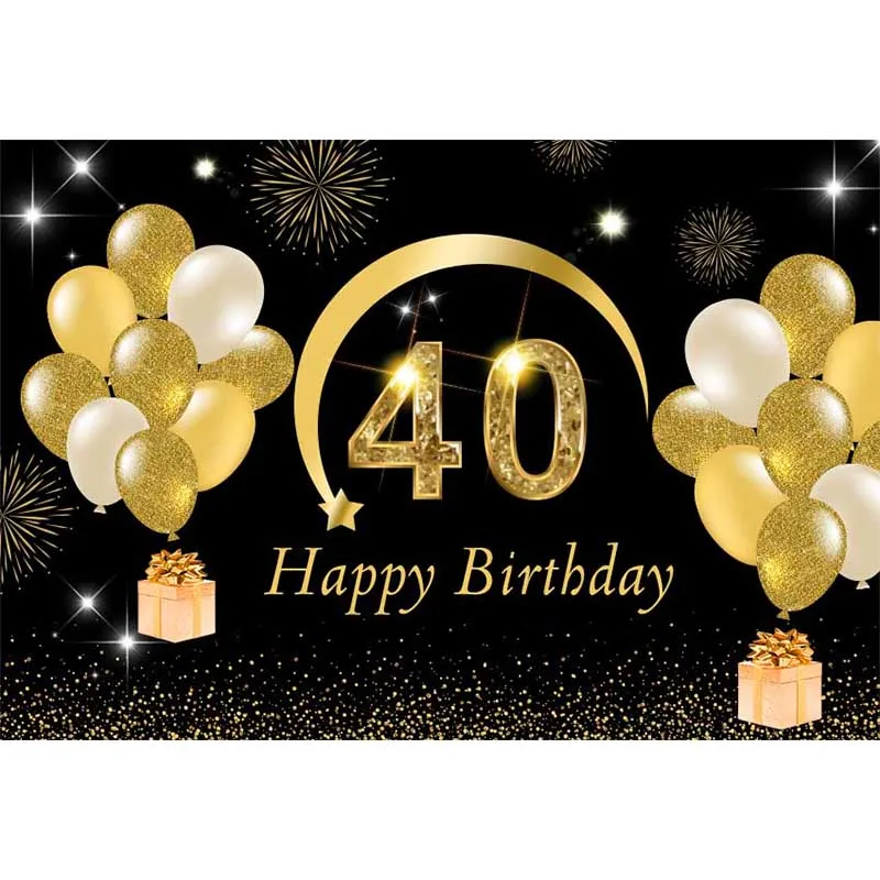Avezano 40th Happy Birthday Party Backdrops Golden Balloons Gift Shiny Backgrounds Photography Studio Photozone Photophone Decor