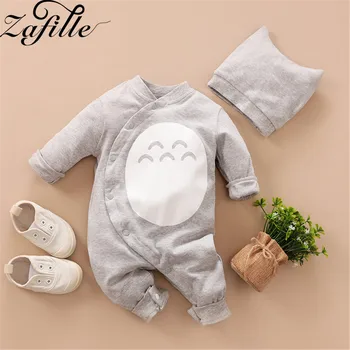 Zafille-Macacão Totoro dos desenhos animados para Recém-nascidos, Algodão Kawaii Roupas e Chapéu de Bebê, Anime Crawlers, Crianças e Infantil Onesie