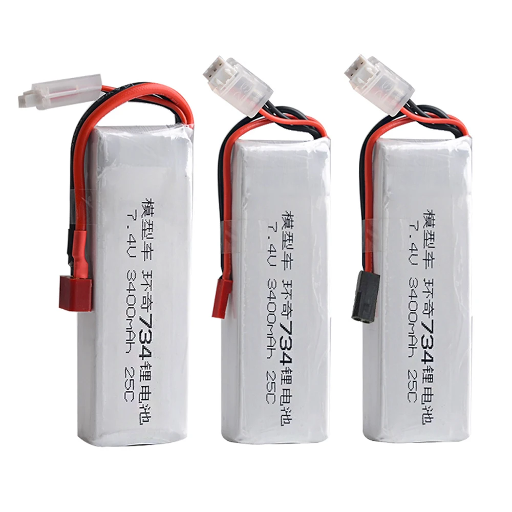 

Rc Lipo Battery 7.4V 3400MAH 25C 2S li-po battery for HuanQi 734A /SUBO BG1513 1:16 RC car Boat