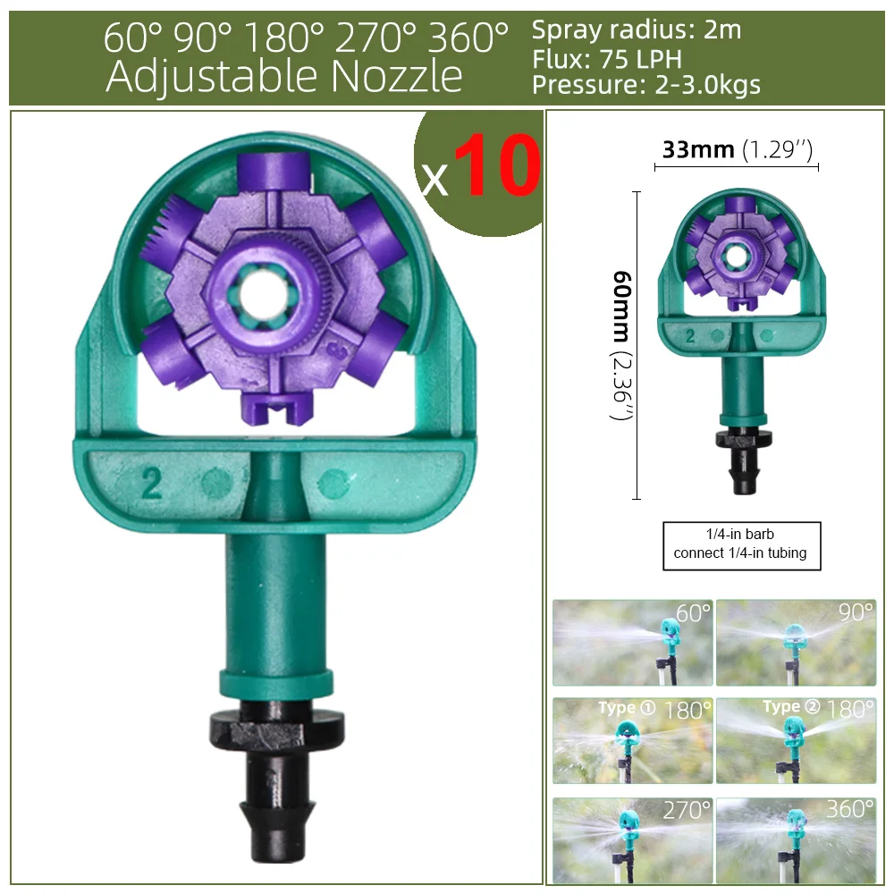 Greenhouse Watering Sprinkler Dripper Drip Irrigation Garden Adjustable Mist Emitters Stake Micro Spray Rotating Nozzle