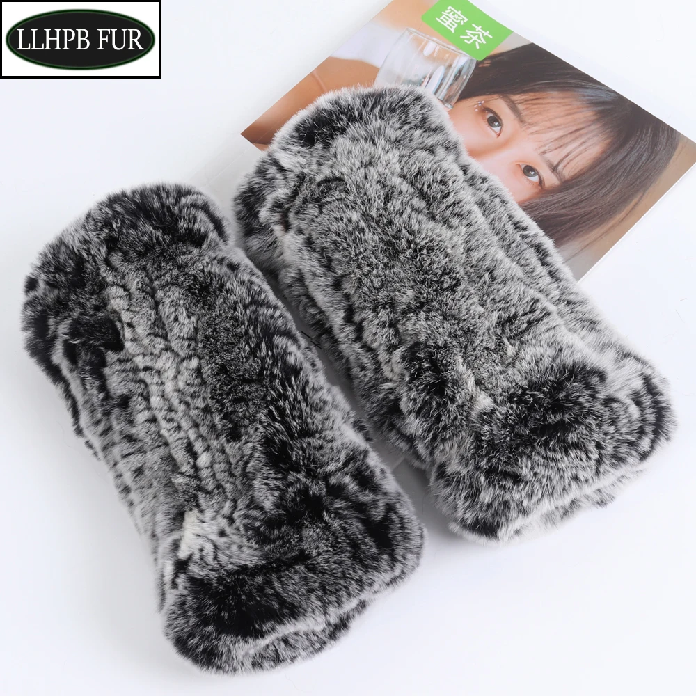 Russia Lovely Winter Natural Real Rex Rabbit Fur Gloves Good Elastic Knitted Rabbit Fur Mittens Lady Real Rex Rabbit Fur Gloves