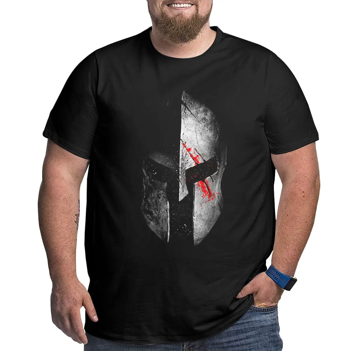 Spartan Sparta gladiator Helmet T-Shirts Men strength honor Unique 100% Cotton Big Tall Tees Plus Size Large 4XL 5XL 6XL Clothes