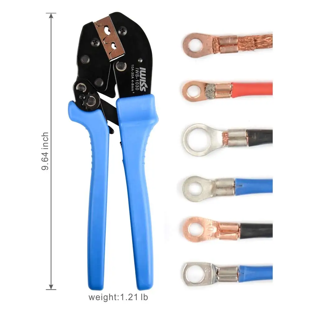 IWISS IWS-1030 Crimping Tools for OT Opening Terminals Capacity AWG11-8 Open Barrel Connectors Cable Lug Crimper Pliers