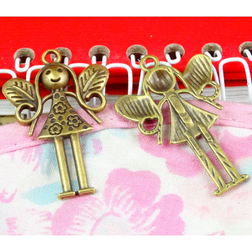 40pcs 24*37MM Antique Bronze Plated Angel Charms Pendant DIY Handmade Jewelry Accessories