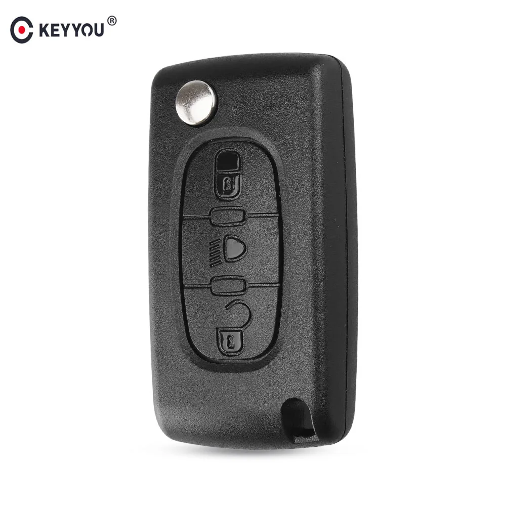 KEYYOU per Citroen C1 C2 C4 Picasso C5 C6 3 pulsanti portachiavi REMOTE CASE Light Symbol con Badge CE0536