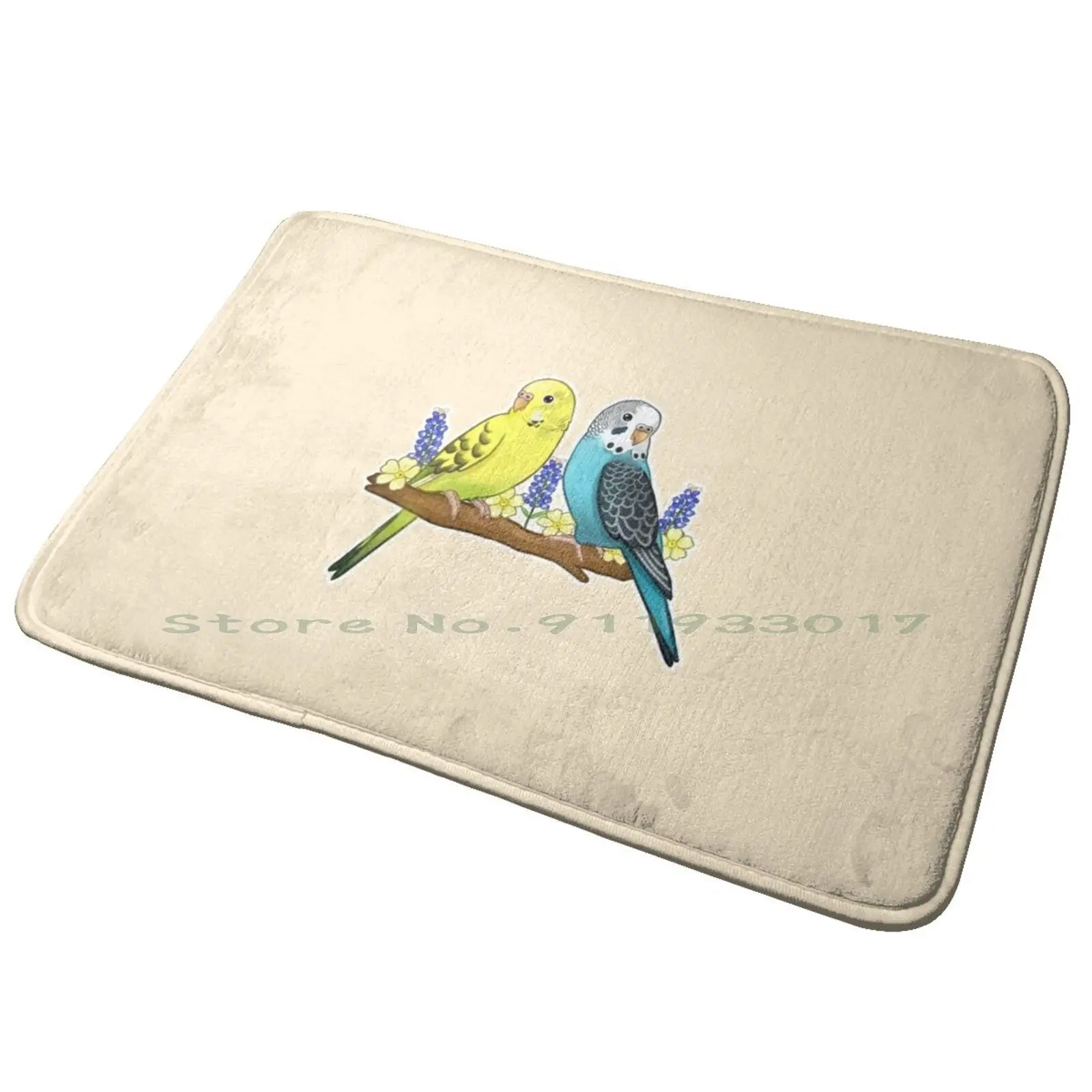 Cute Budgies Entrance Door Mat Bath Mat Rug Cute Budgies Parrots Bluebonnet Primrose Cute Pet Birds Cute Birb Cute Animals