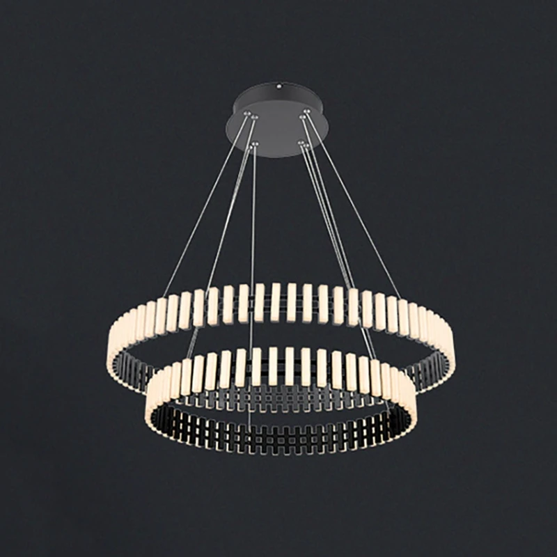 

Black Modern Luxury LED Chandelier Lighting Dining Living Room Creative Round Hanging Lamp Simple Bedroom Lobby Home Art Fixture