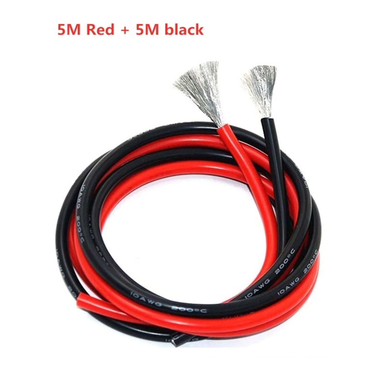 10 متر لينة عالية مقاومة للحرارة سلك السيليكون الأحمر والأسود ، 10AWG 12AWG 13 14AWG 16AWG 18AWG ، سيليكون عالية الجودة