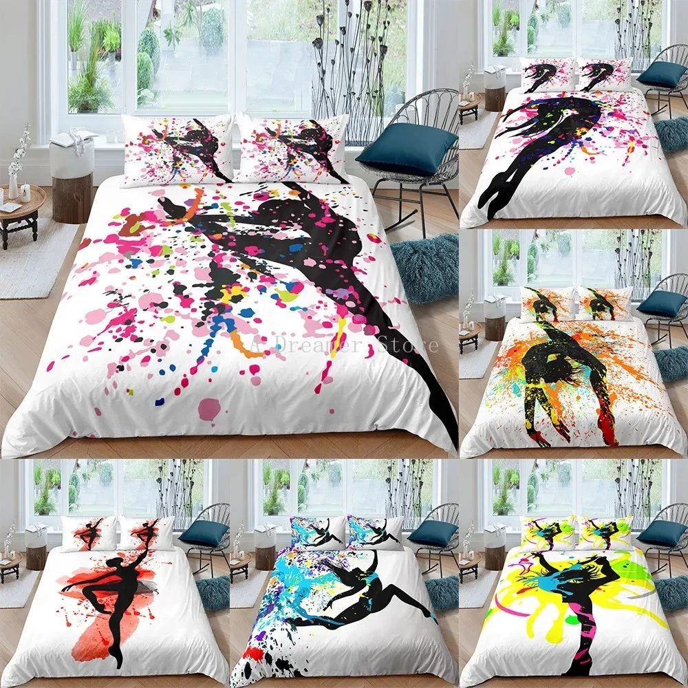 

Dancing Girl Duvet Cover Color Graffiti Bedding Set Bed Linen Home Textile Bedclothes Soft Bed Set Queen/King Size For Kids