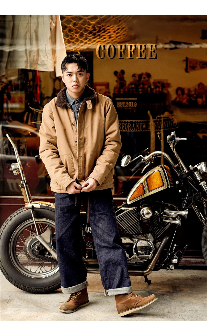 DAFEILI 100% Cotton Military Vintage Motorcycle n1 Deck Jacket