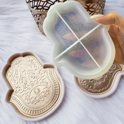 Storage Tray Silicone Mold Palm Dish Plate UV Epoxy Resin Clay Casting Molds Hand Of Fatima DIY Craft Making Mould Home Decor