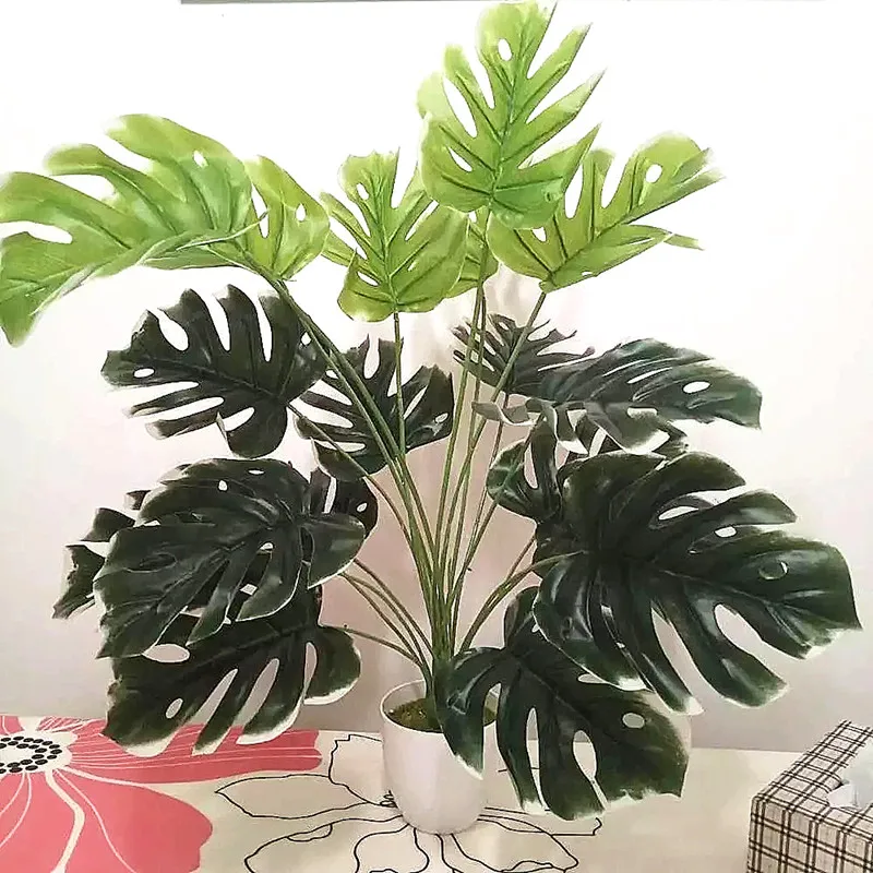 

70CM 18Leaf Artificial Plants Simulation Banana Tree Plastic Turtle Leaf False Banyan Branch Wedding Office Home Deco Accessori