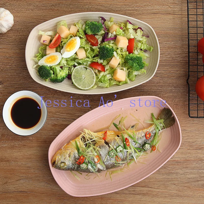 

29x17.8cm Healthy Wheat Stalk Fish Plates Oval Shape Sushi Plate Unbreak Japanese Candy Snacks Northern Europe Tableware