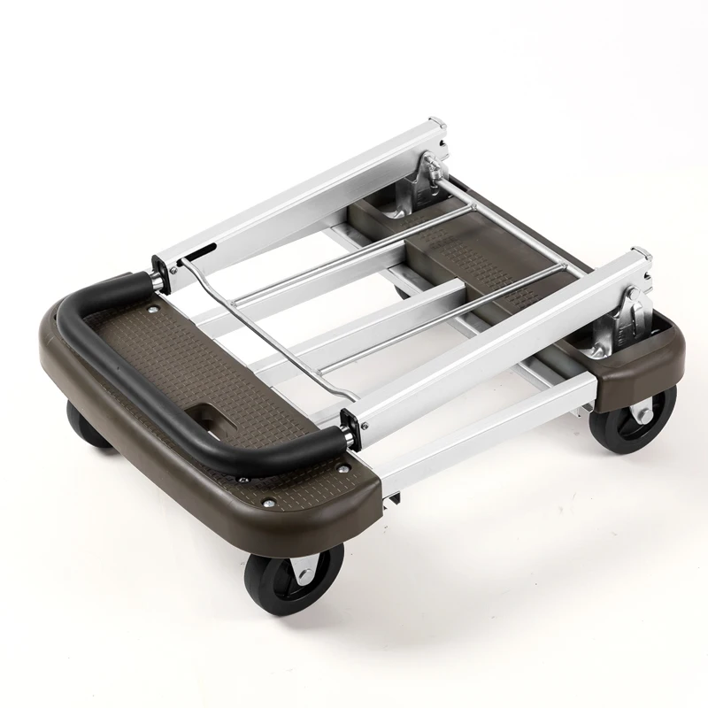 Aluminum Alloy Truck Small Pull Cart Pull Cargo Folding Portable Trolley Household Telescopic Trailer 150kg Load-Bearing