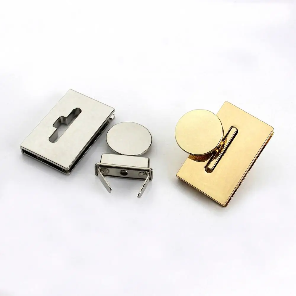 1x Metal Rectangle Push Lock Turn Lock Bag Briefcase Spring Lock Snap Decorative Clasps Closure Leather Craft Hardware Accessory