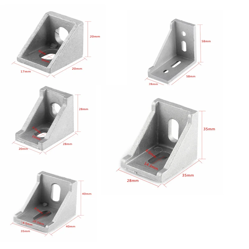 5/10 peças suporte de canto montagem conector de alumínio fixador 2020 3030 4040 2028 3060 série perfil de alumínio industrial