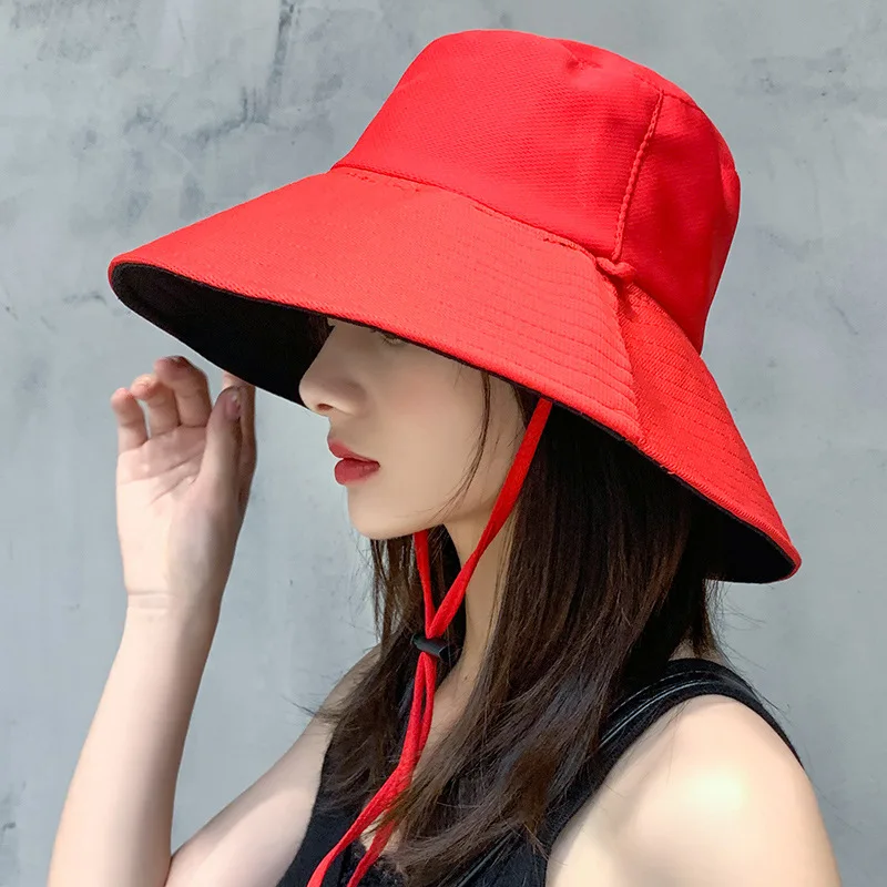 

Summer Women's Wide Large Brim Sun Hat Fashion Cotton Blende Visors Cap For Women Lady Colorful Casual Beach Cap Sun Hats