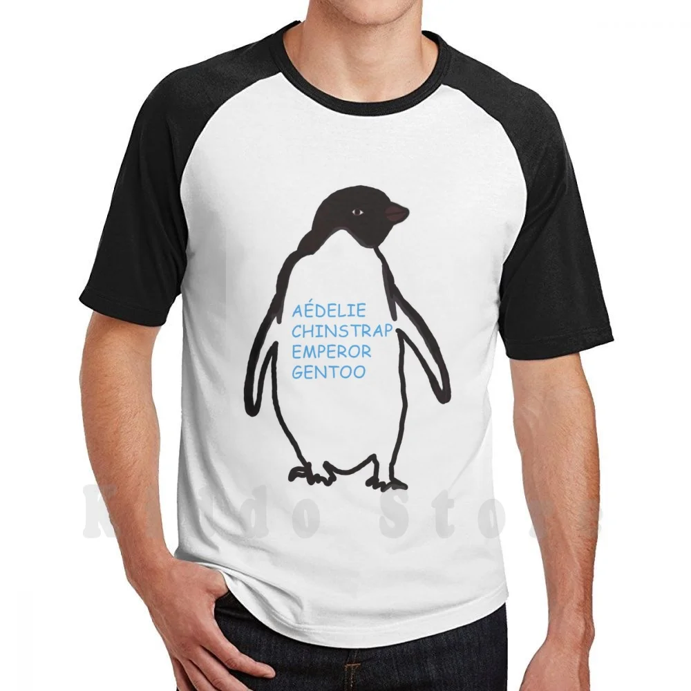 Penguins Species In The Antartica : Aédelie , Chinstrap , Emperor , Gentoo T Shirt Cotton Men DIY Print Cool Tee Atypical