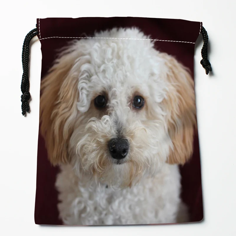 Custom Poodle Dog Animal Pet Drawstring Bags Bright Color Printed Gift Bag Travel Pouch Storage Clothes 18x22cm Satin Fabric New