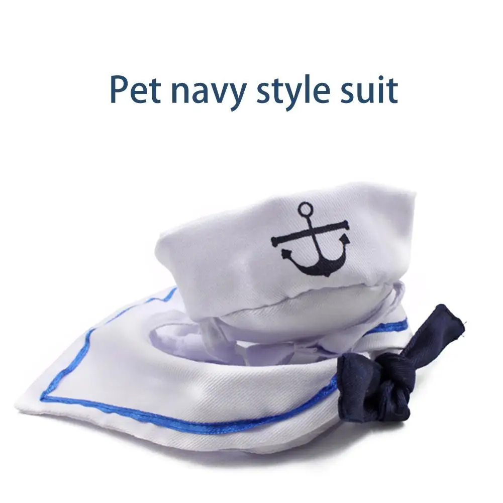 Lovely Stylish Navy And Sailor Style Hat Plus Scarf Suit For Dogs And Cats Pet Cap And Cape Navy Cloak Cat Cosplay Cloth