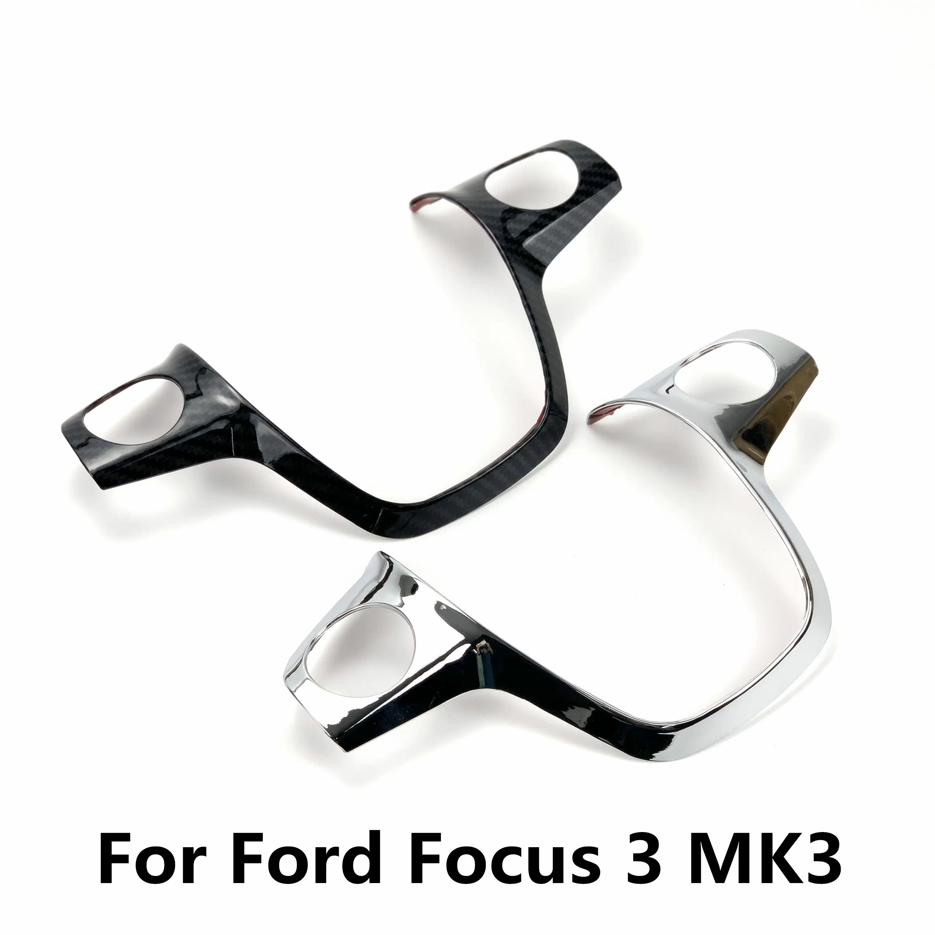 1pc ABS Chrome trim steering wheel paillette cover sticker case for Ford Focus 3 mk3 2012-2014 auto accessories