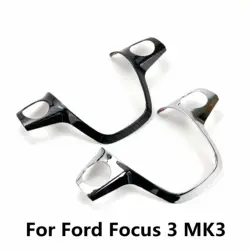 1pc ABS Chrome trim steering wheel paillette cover sticker case for Ford Focus 3 mk3 2012-2014 auto accessories