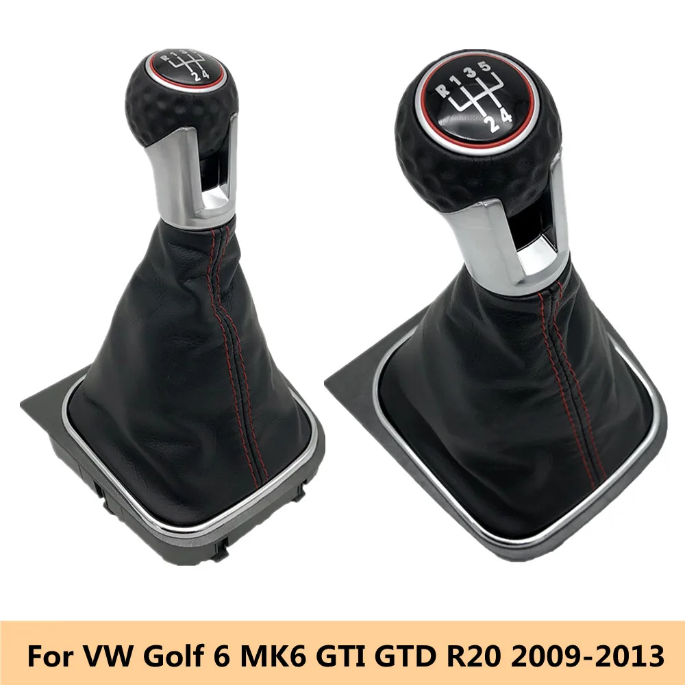 Perilla de palanca de cambios Manual de 5/6 velocidades para coche, palanca de cambios, bota de polaina de bola para Volkswagen VW Golf 6 MK6 GTI GTD R20 2009-2013