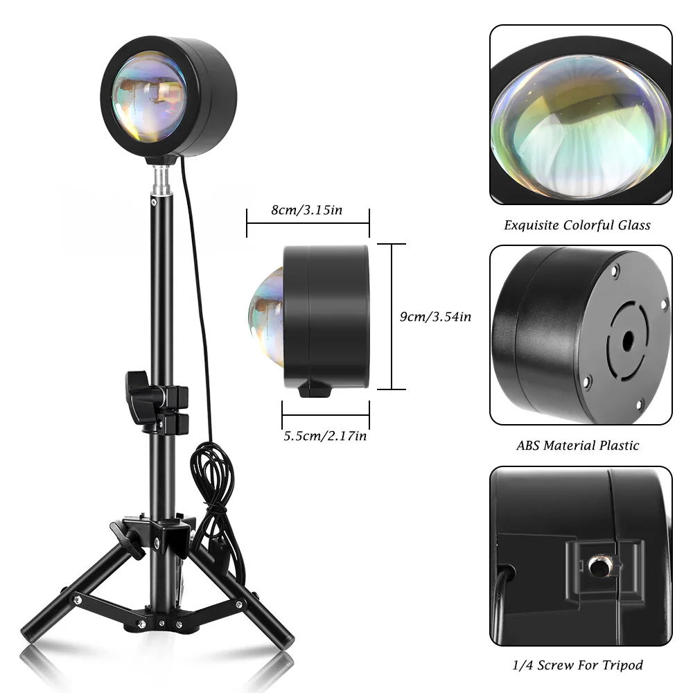 SH LED Photography Sunset Light With 4 Colors and Tripod Stand USB for Selfie Photo Studio