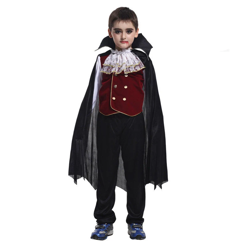 Child Noble Count Dracula Costume Gothic Victorian Vampire Costumes for Boys Halloween Purim Party Carnival Cosplay Umorden