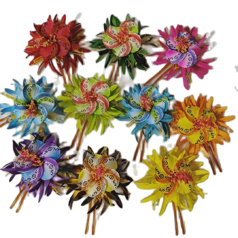 

MIXED COLOR Free Shipping 50pcs/Lot HC00051 10Color Foam Hibiscus Hair Stick W Velvet Spide Lily Hawaii Tropical Hula Girl Party