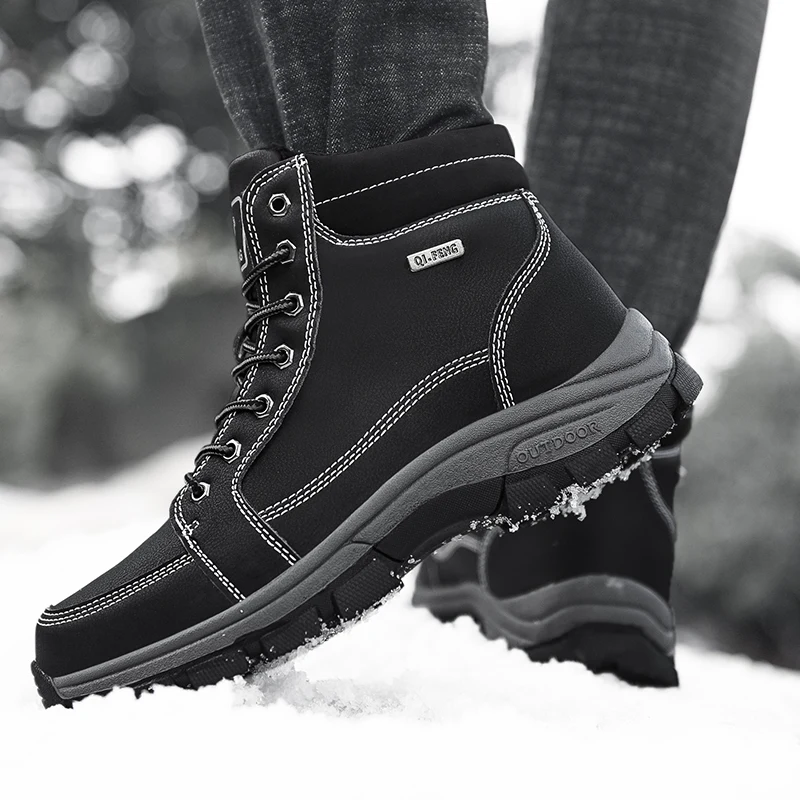 Gelb Wandern Stiefel Männer Schnee Warme Pelz Außen Turnschuhe Trekking Schwarz Wasserdicht Leder Große Größe Knöchel Schuhe Winter Jagd